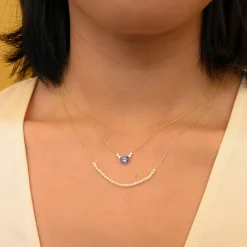 Ceylon Sapphire Diamond Dew Necklace