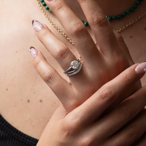 2.00 ct Lab-Grown Round Diamond Hidden Halo Coursiere Ring