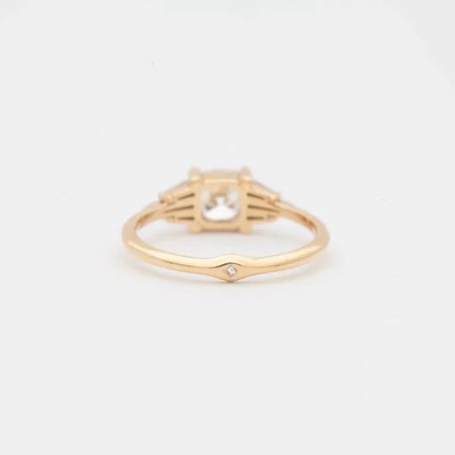 Deco Engagement Ring with Cushion Diamond