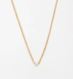 Extra Small Curb Chain Bezel Diamond Necklace