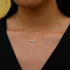 Extra Small Curb Chain Bezel Diamond Necklace