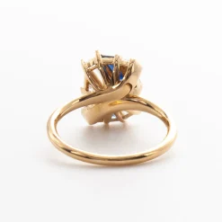 Geometric Lab-Grown Diamond & Sapphire Slash Engagement Ring