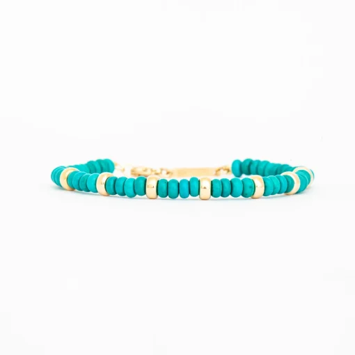 Gold & Turquoise Rondelle Bead Bracelet