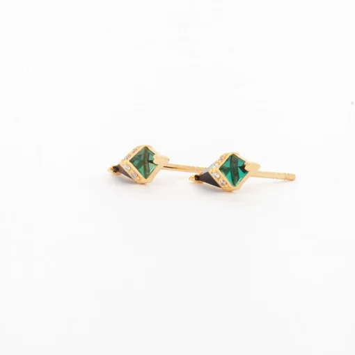 Green Quartz/Onyx & Diamond Pietra Studs