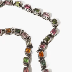 Multi Tourmaline Mini Deco-Tile Rivière Necklace