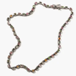 Multi Tourmaline Mini Deco-Tile Rivière Necklace
