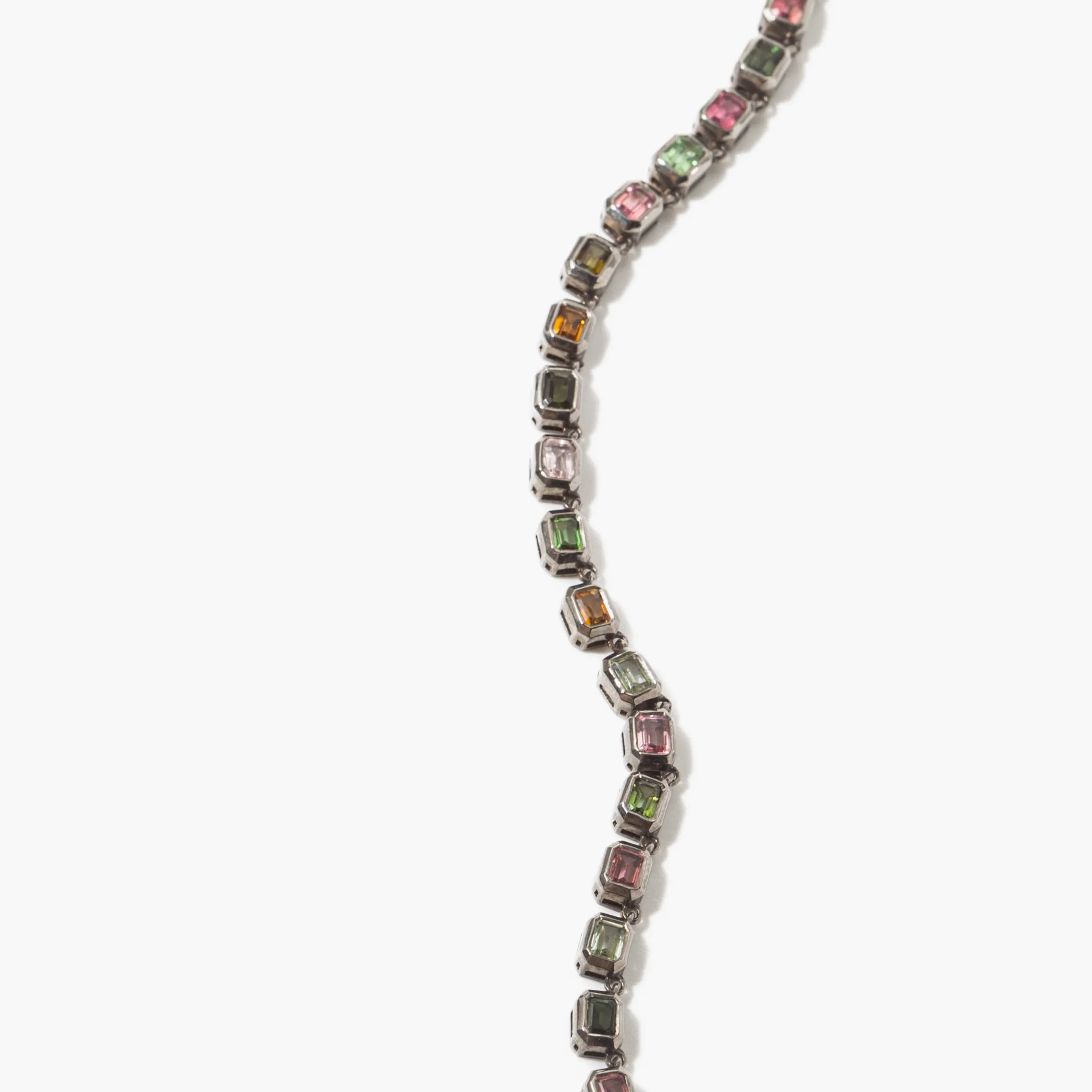 Multi Tourmaline Mini Deco-Tile Rivière Necklace