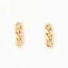 Three Prong Diamond Large Curb Chain Drop Earrings