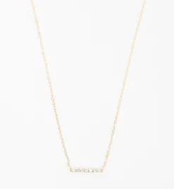 Yellow Gold 7 Diamond Tiny Pavé Bar Necklace