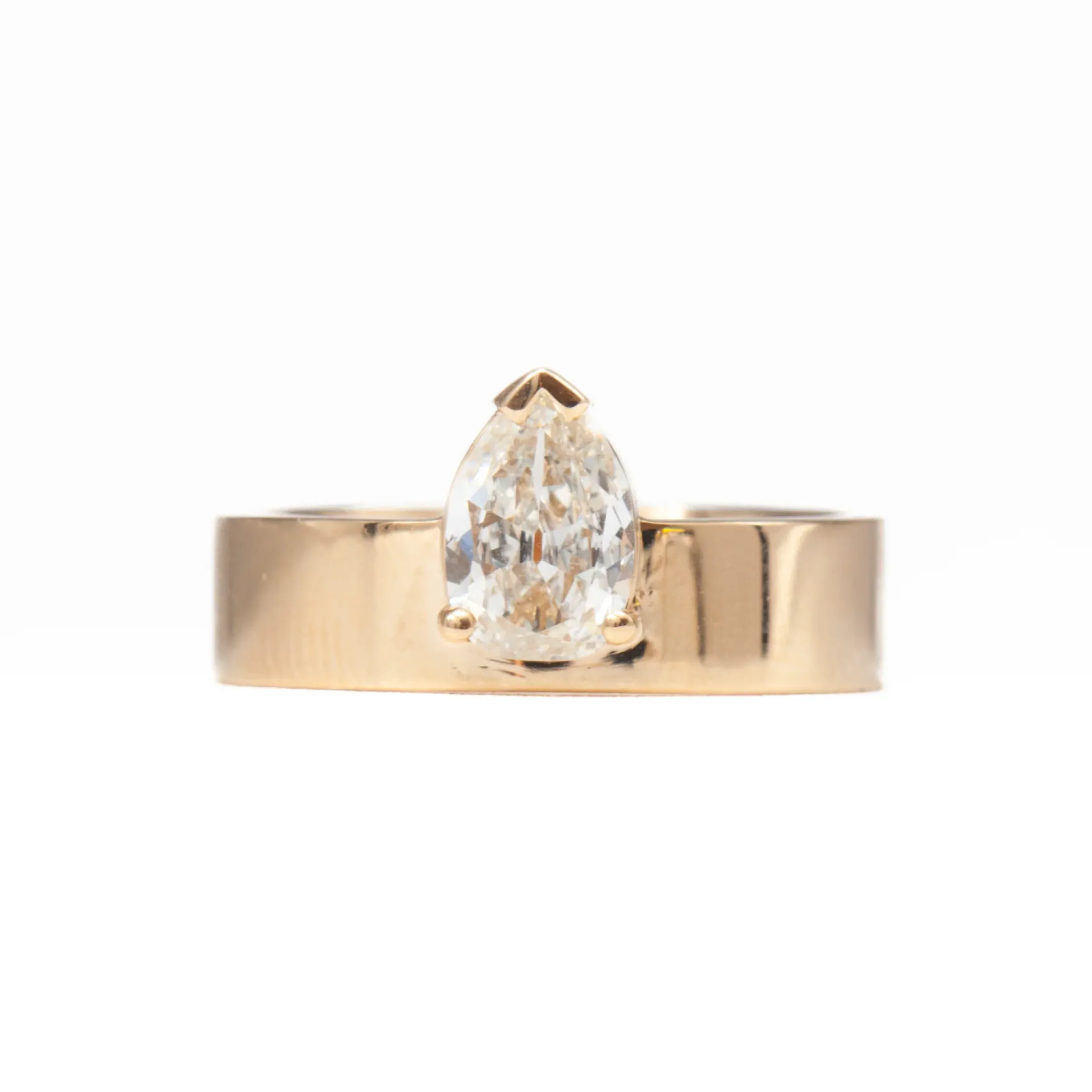 0.63 ct Antique Pear Diamond Monolith Ring