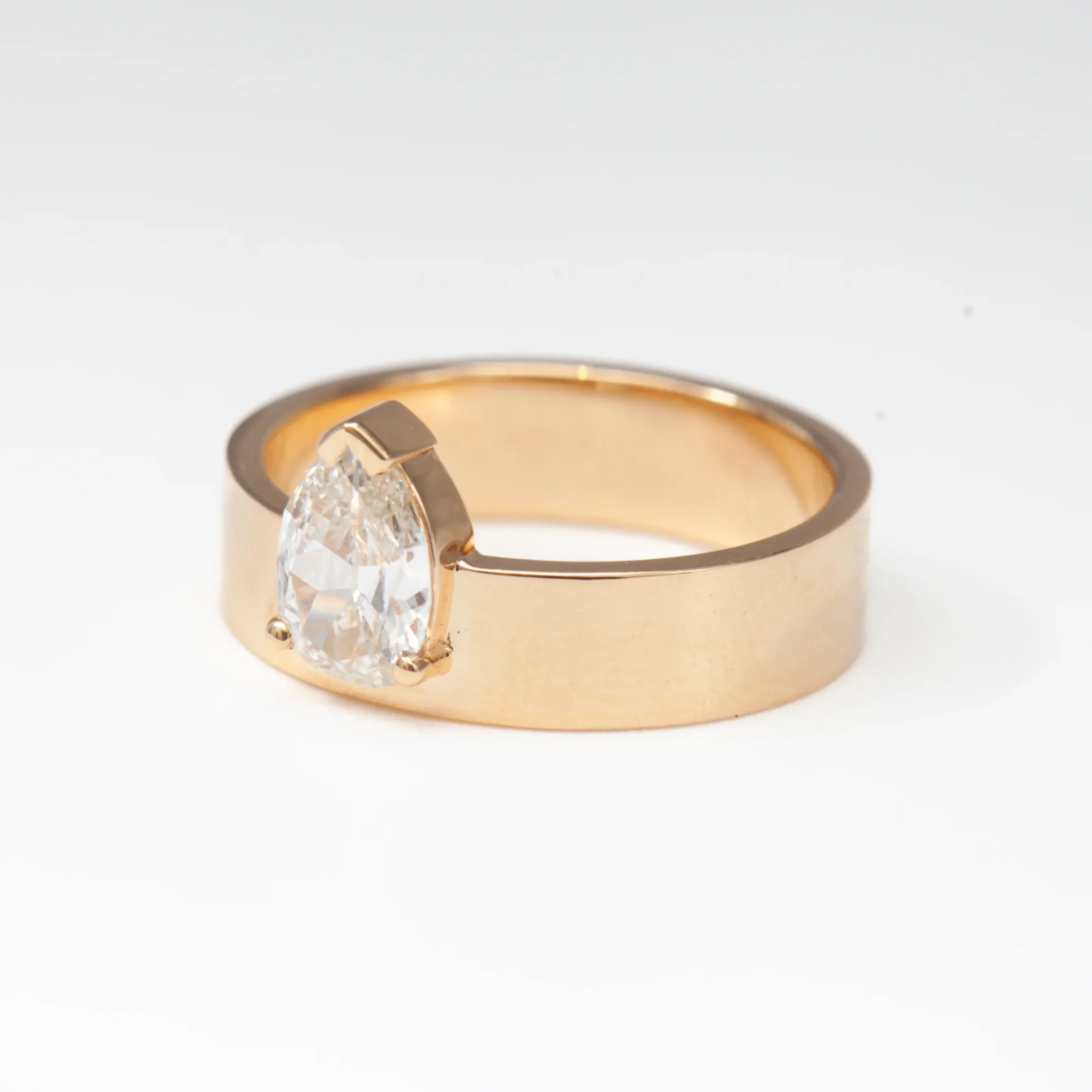 0.63 ct Antique Pear Diamond Monolith Ring