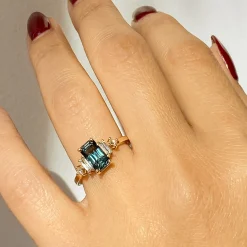 1.92 ct Blue-Green Sapphire Josie Ring