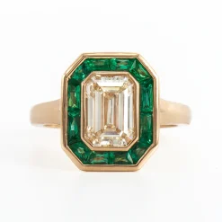 2.11 ct Calibre-cut Emerald Halo Maria Ring