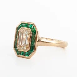 2.11 ct Calibre-cut Emerald Halo Maria Ring