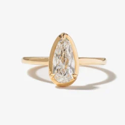 1.18 ct Elongated Pear Diamond Tableau Ring