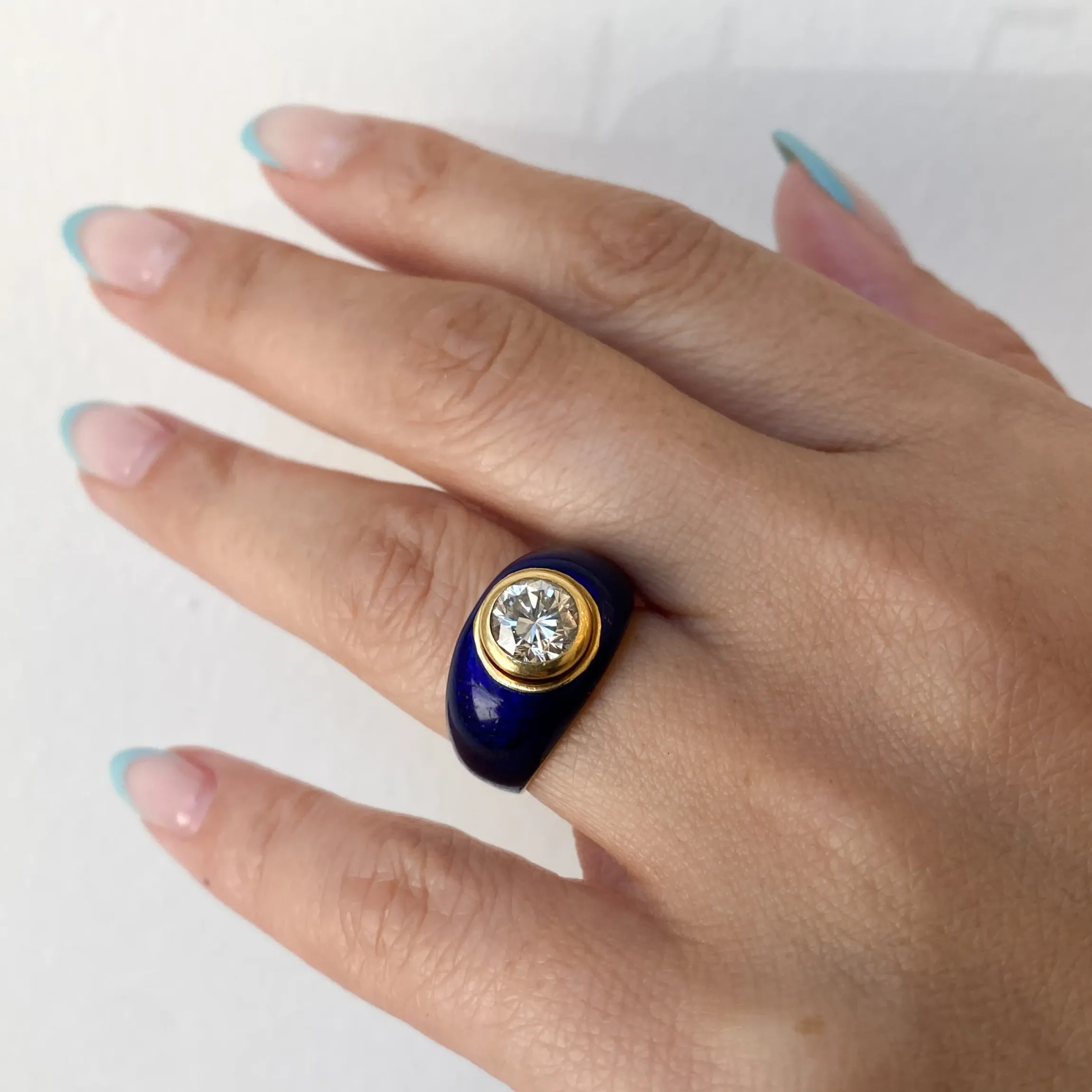 1.00 ct Enameled Bezel Solitaire c. 1970s