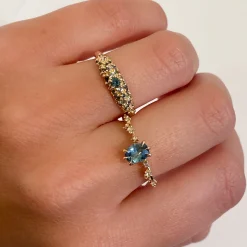 0.73 ct Geo Oval Sapphire White Wisp Ring