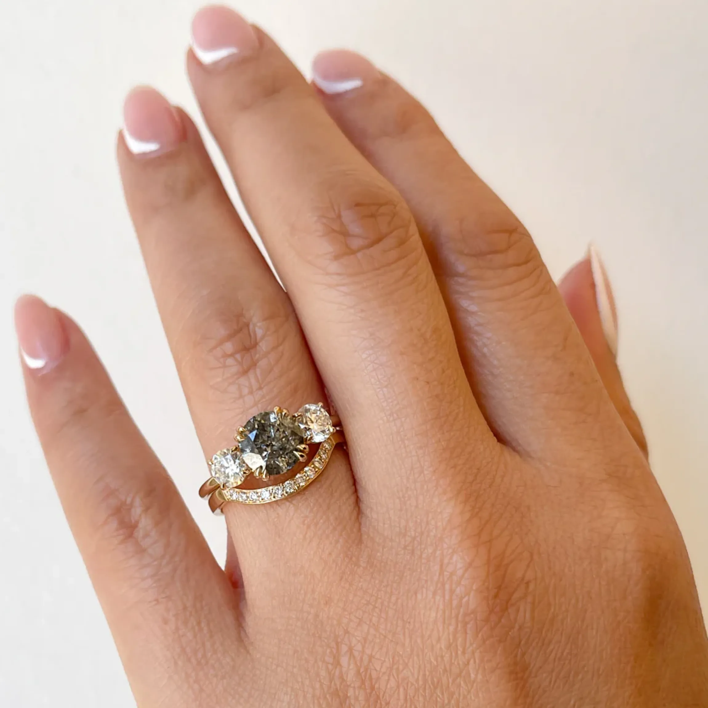 1.50 ct Grey Diamond Eleonore Three-Stone Ring