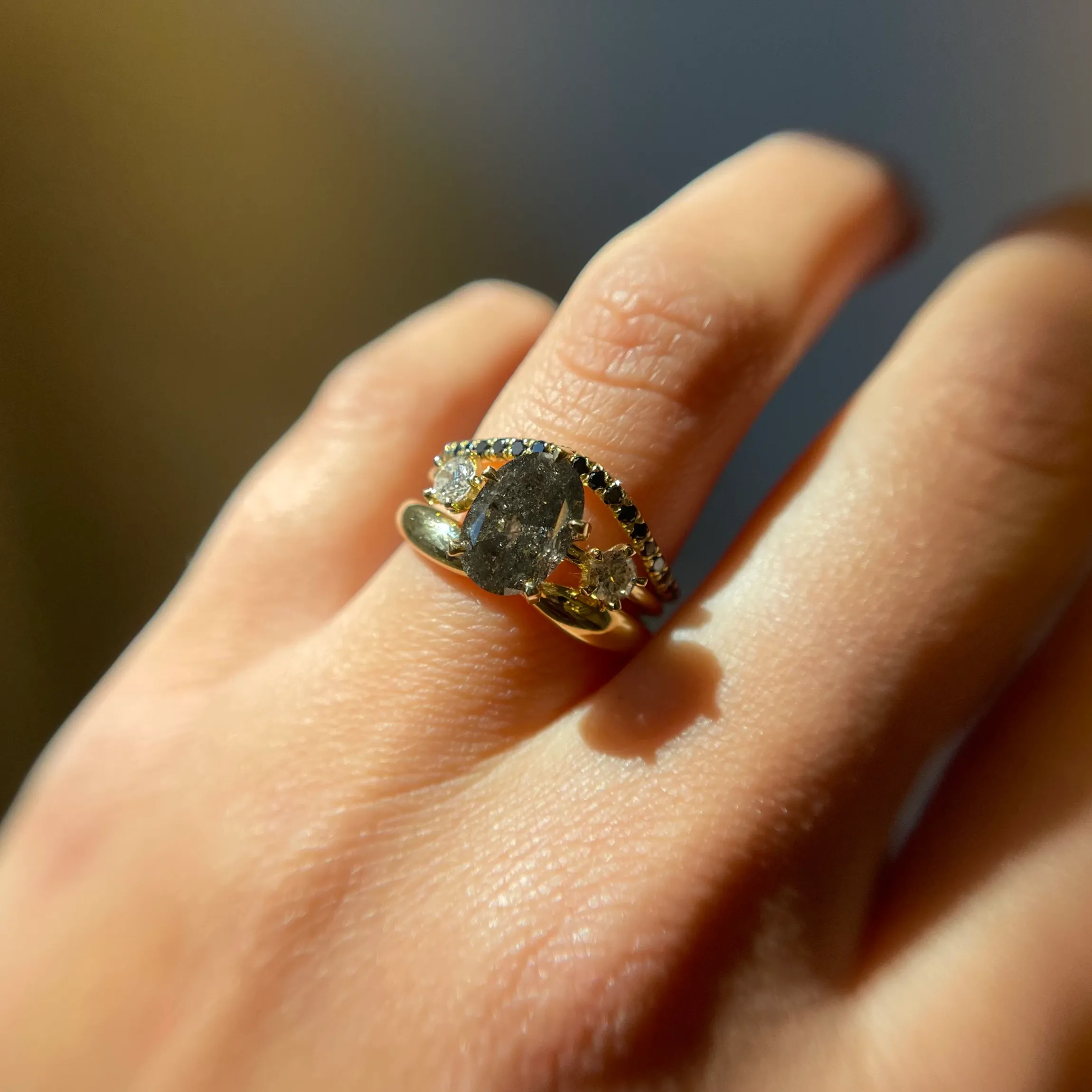 1.98 ct Grey Oval Diamond Bower Ring