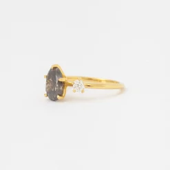 1.98 ct Grey Oval Diamond Bower Ring