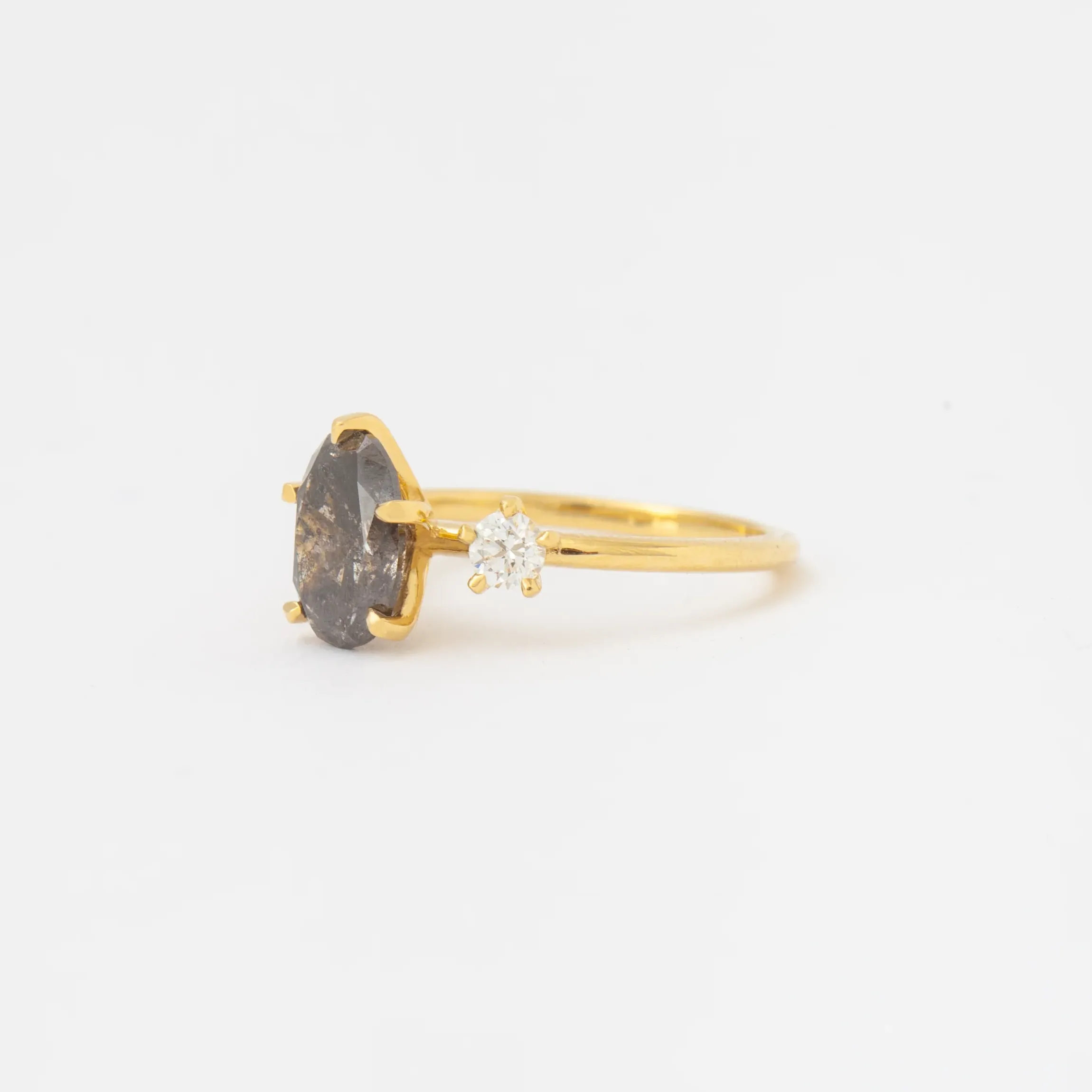 1.98 ct Grey Oval Diamond Bower Ring