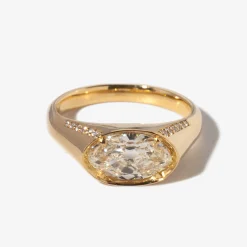 1.43 ct Moval Diamond Reverence Pavé Signet Ring