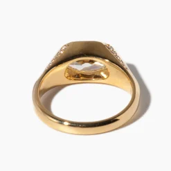 1.43 ct Moval Diamond Reverence Pavé Signet Ring