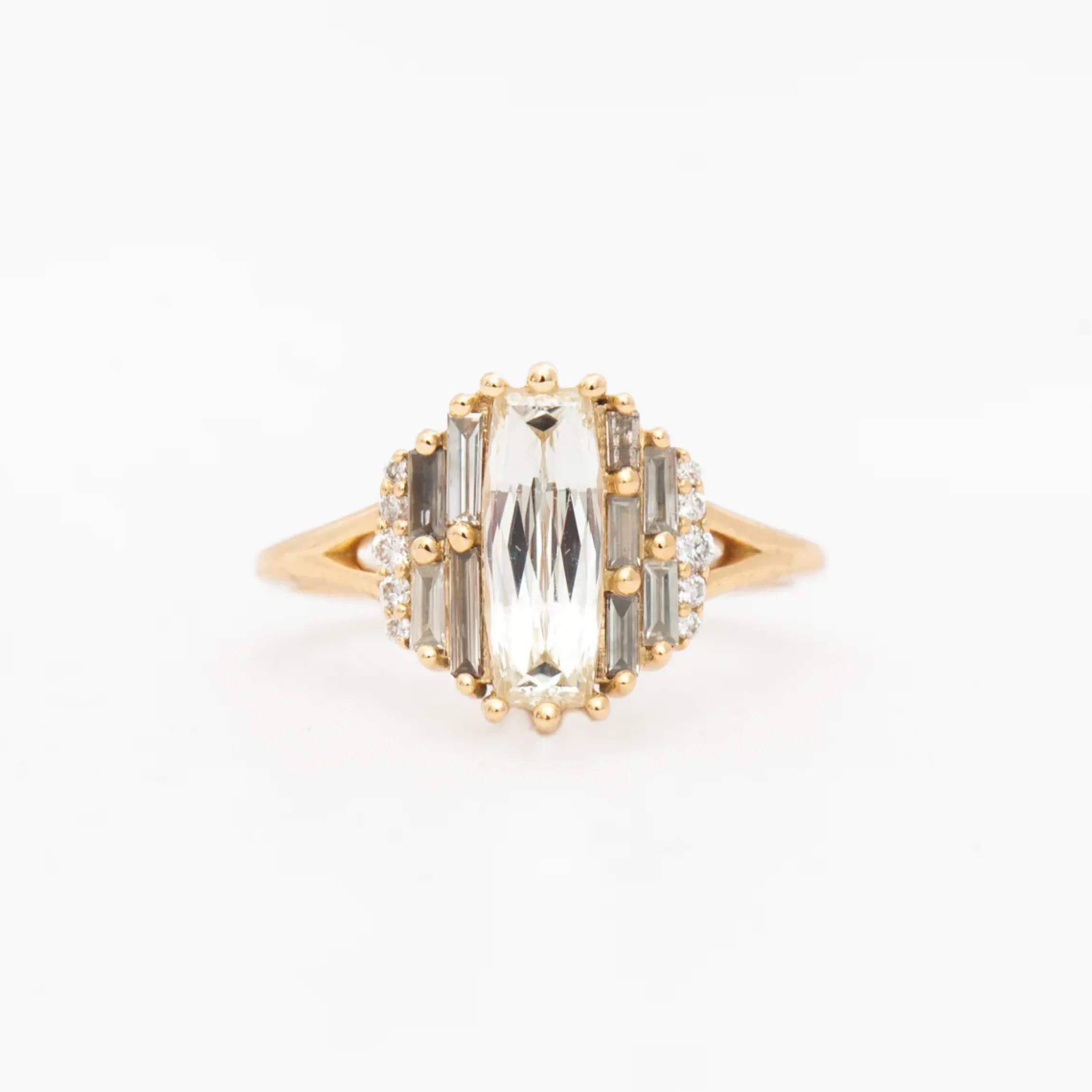 1.12 ct Rectangular Rose-Cut Diamond Cluster Ring