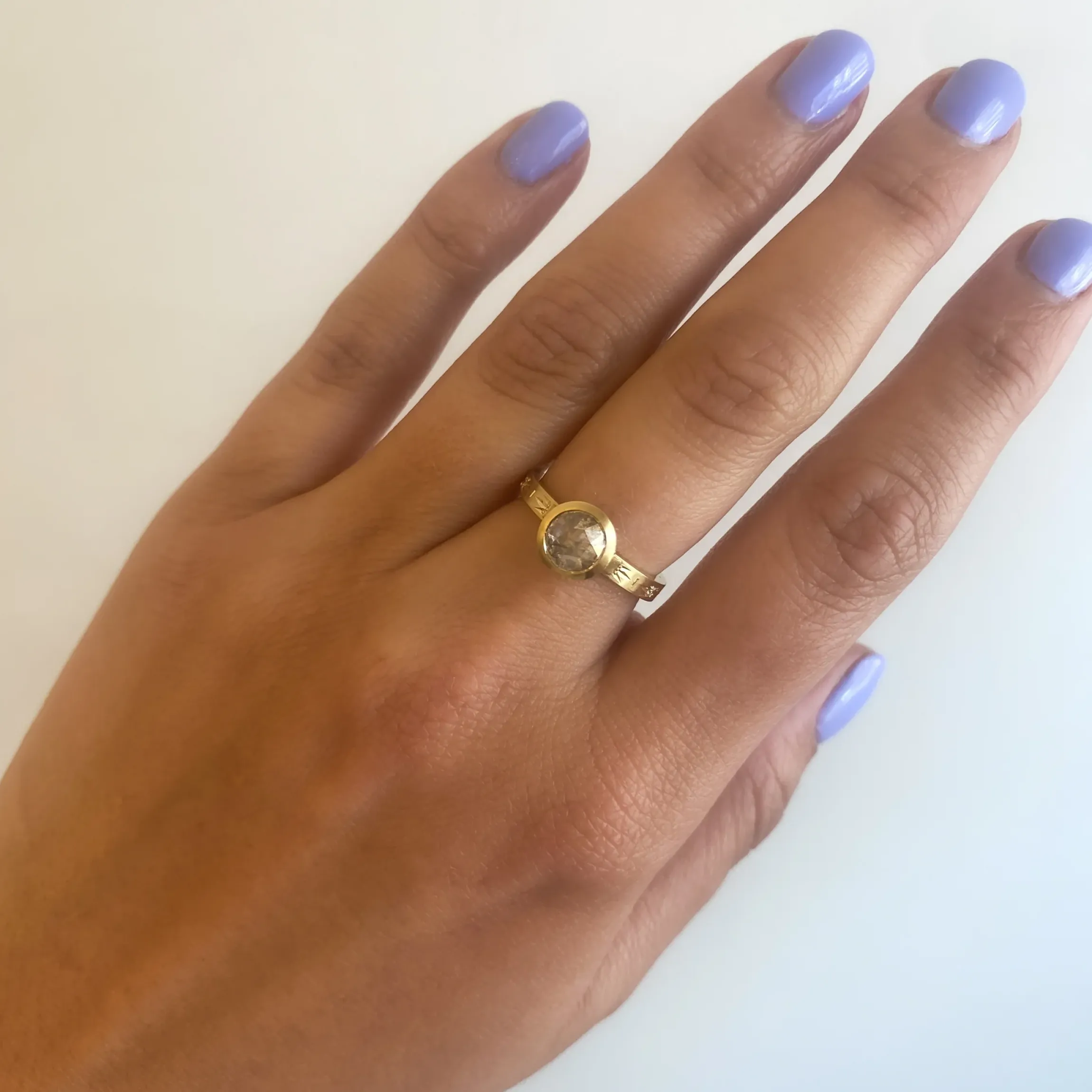 1.14 ct Rose-cut Silvery Diamond Luna Solitaire