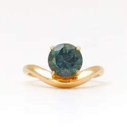 2.48 ct Round Brilliant Montana Sapphire Piscine Ring