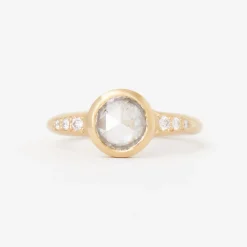 1.32 ct Round Rose-cut Salt & Pepper Diamond Low Tide Thin Ring