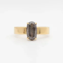 1.87 ct Salt & Pepper Oval Temple Solitaire