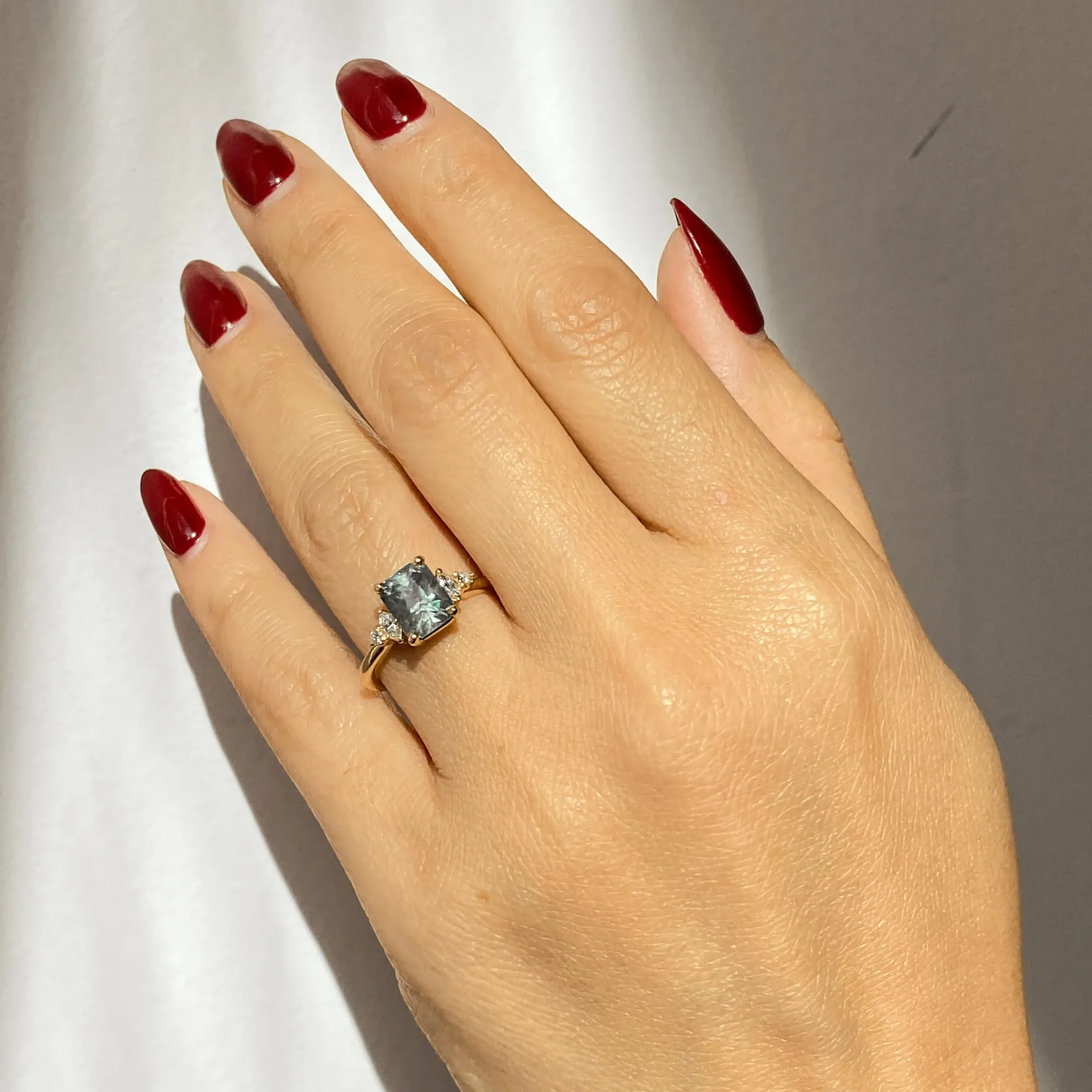 2.46 ct Seafoam Sapphire Desi Ring