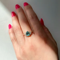 1.32 ct Teal Pear Sapphire Kori Ring