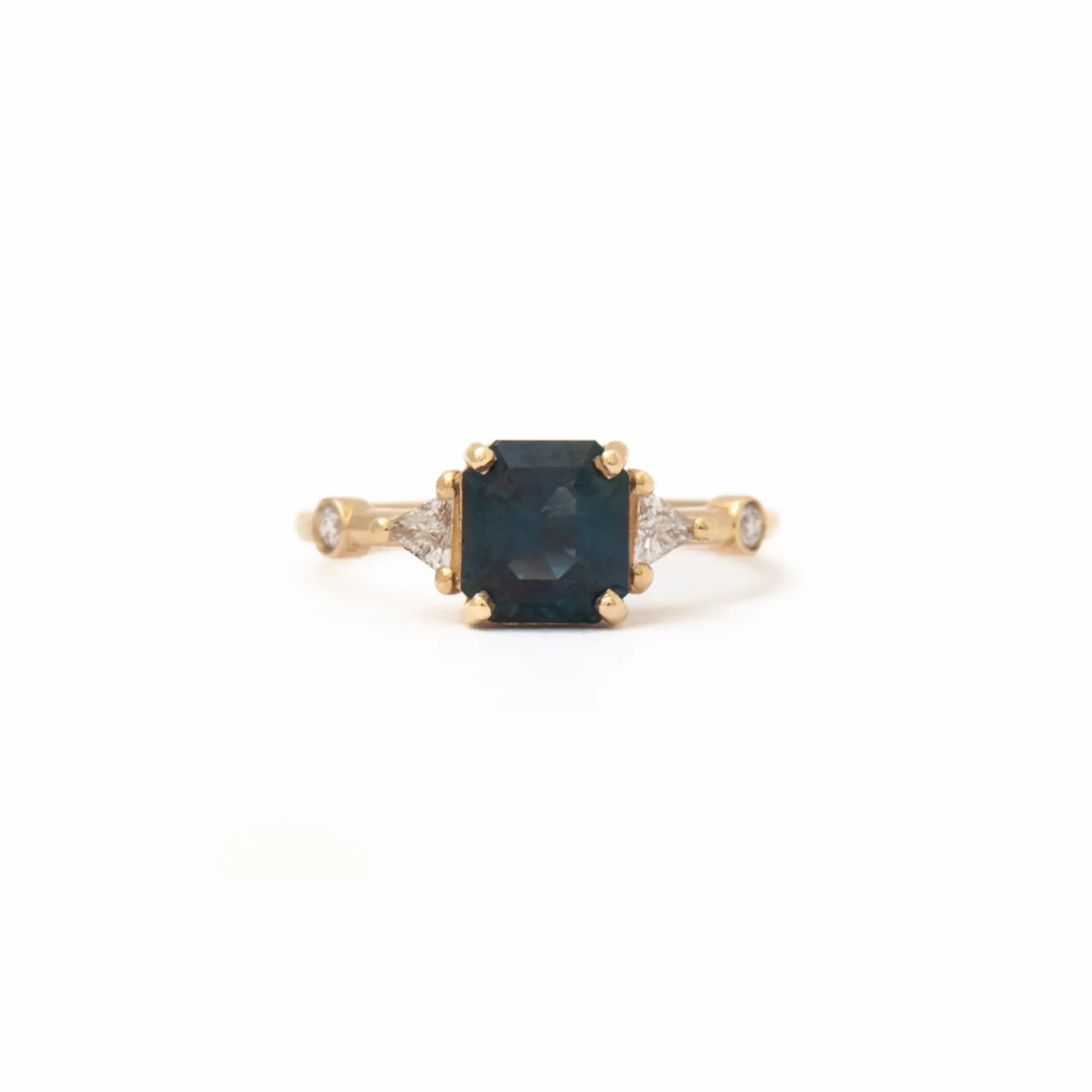 2.24 ct Teal Radiant Sapphire Scarlett Ring