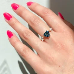 2.10 ct Teal Shield-cut Sapphire Harley Ring