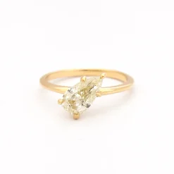 1.62 ct Tilted Champagne Pear Vault Five-Prong Solitaire