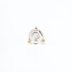 0.14 ctw Hexagon Diamond Vault Three-Prong Stud