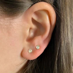 0.14 ctw Hexagon Diamond Vault Three-Prong Stud