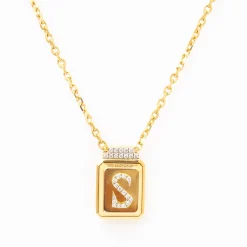 All-Gold Initial Signet Necklace