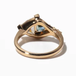 Aquatic Trillion Diamond and Teal Sapphire Engagement Ring