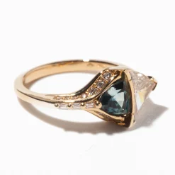 Aquatic Trillion Diamond and Teal Sapphire Engagement Ring