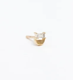 Baguette Half Moon Stud