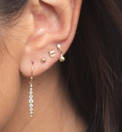 Baguette Half Moon Stud