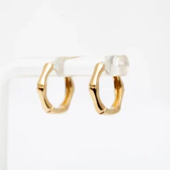 Bamboo Hinged Huggie Hoops
