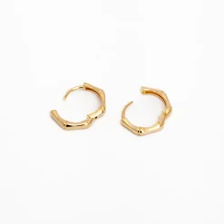 Bamboo Hinged Huggie Hoops