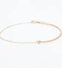 Bezel Diamond Wire & Chain Bracelet