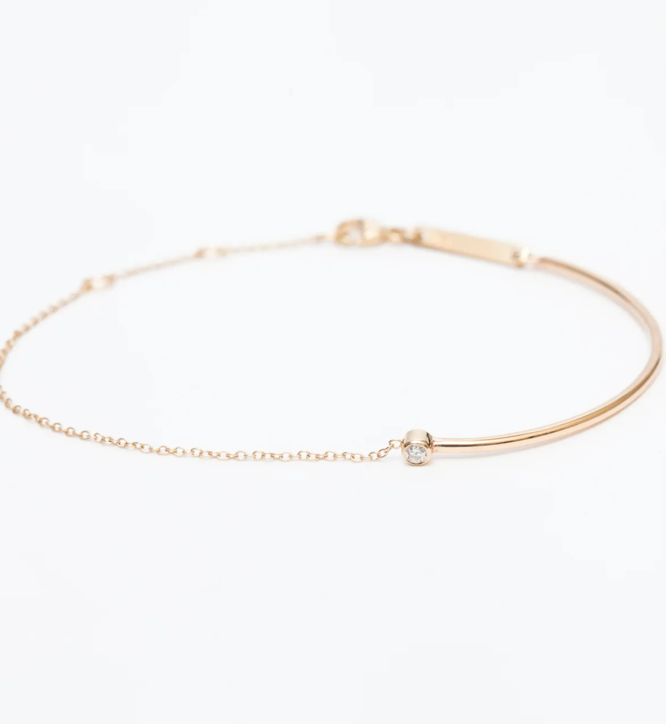 Bezel Diamond Wire & Chain Bracelet