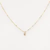 Bezel Pear Diamond on Tube & Bead Chain Necklace
