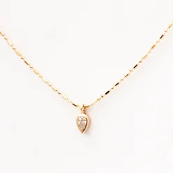 Bezel Pear Diamond on Tube & Bead Chain Necklace